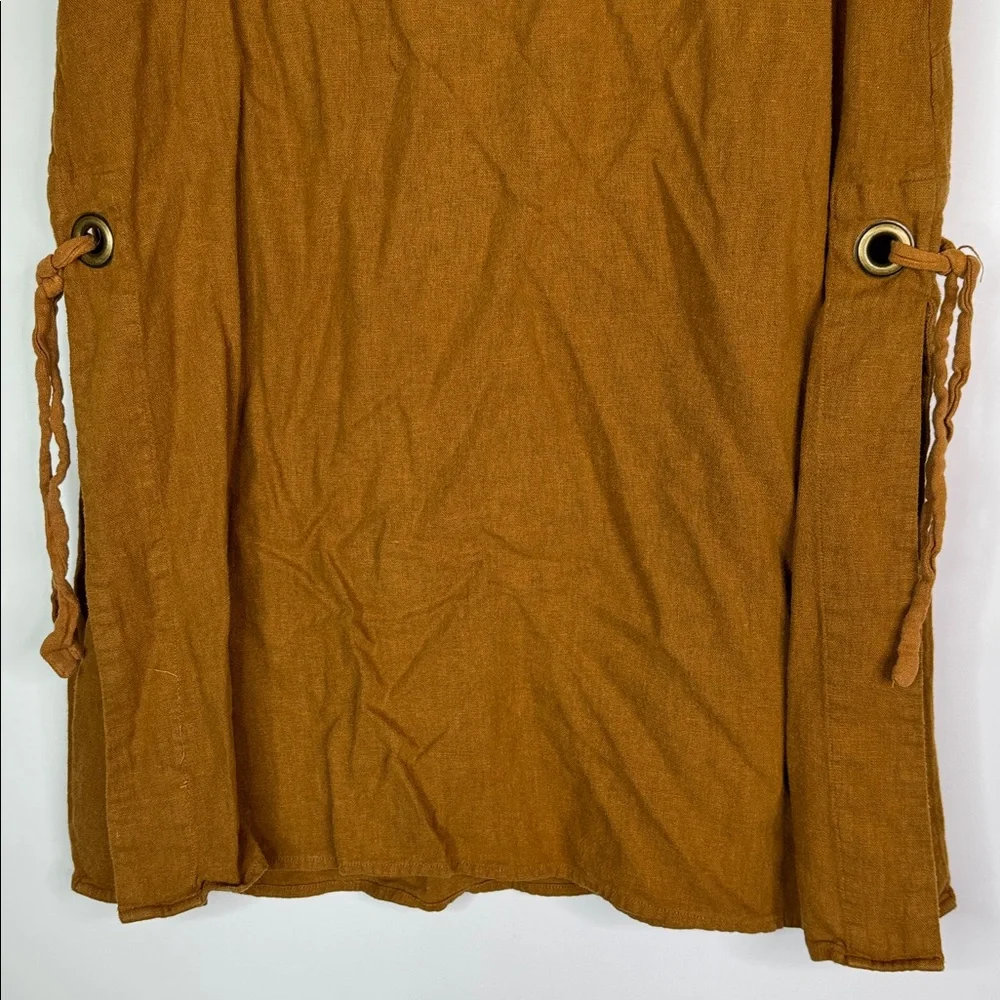 Free People Brown Linen Vneck Sleeveless Shirt Size Medium